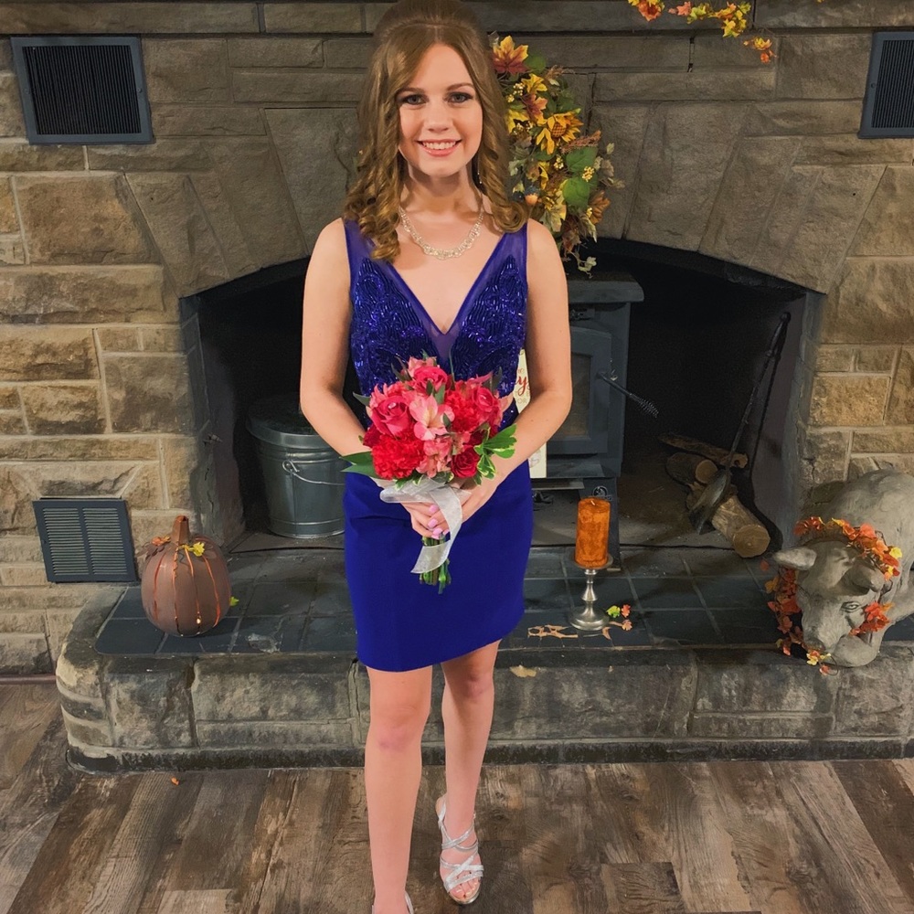 rachel allan two-piece purple homecoming formal dress
